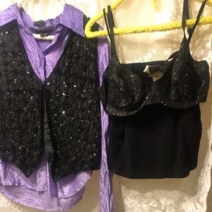 blouse with sequined vest With accessories. medium